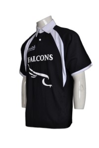 W166 7人欖球波衫 訂做 香港欖球衫 羽毛球 乒乓球 運動衫造型配搭 RUGBY Jersey 運動衫批發商     黑色  撞色白色